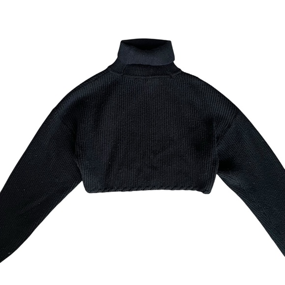 ASTR Revolve Women’s Taissa Bolero Black Knit Shrug Turtleneck Mockneck Sweater - Picture 7 of 11